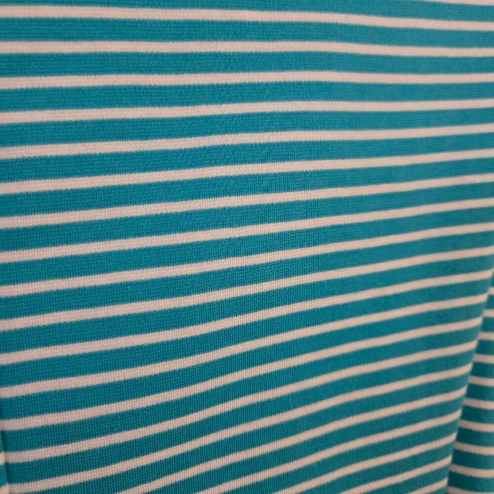 Talbots NWOT Turquoise White Striped 2 Button Cotton Blend Blazer Size M - Picture 5 of 8